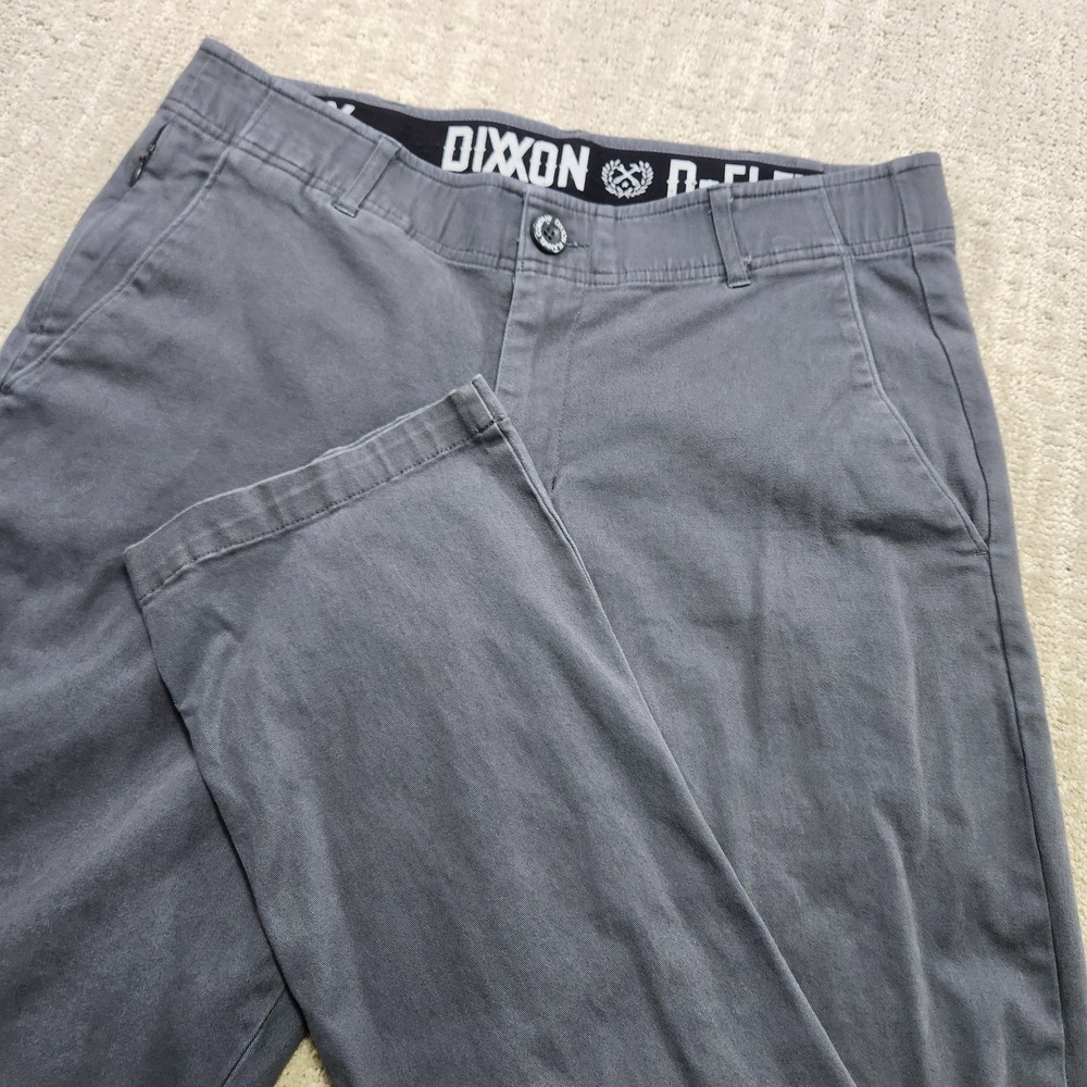 Dixxon D Flex Pants Men 32x34 Gray Stretch Chino Elastic Waist Straight